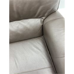 Three seat sofa and matching two seater upholstered in brown leather, L160cm and L220cm