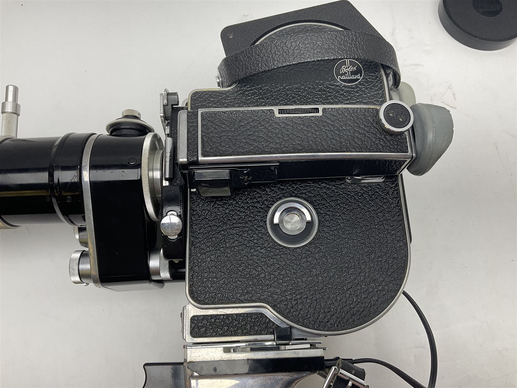 Bolex H16 RX5 camera body, serial no. 245758, with ' Kern Paillard Vario Switar 1:1.9 f=16-100mm POE Bolex H16RX' lens, Bolex 400ft magazine, etc, all in Bolex large flight case