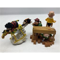 Seven limited edition Robert Harrop figures from the Beano Dandy collection, comprising The Beano Dandy Collection Bash Street Kids 50th Anniversary BSK50, Roger the Dodger's Dad You'd Better Be in There Roger!, two Desperate Dan Safe Cracker BDS13, The Beano Book Front Cover 1959 BDFC03, The Beano Book Front Cover 1973 BDFC01, some first editions, and Beano, Dandy Christmas 2013 The Beano Book 1975 The 10th Day of Christmas, no 137/200, BDCS13, all with boxes