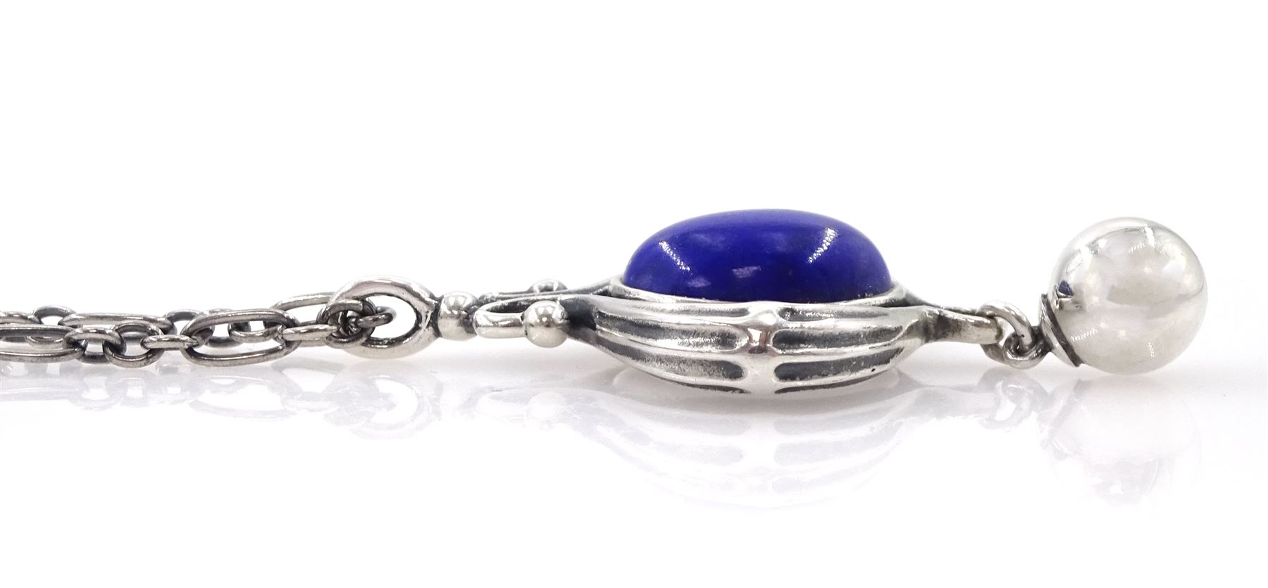 Georg Jensen 2013 Heritage Collection silver lapis lazuli pendant necklace, stamped, boxed 