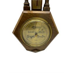 20th century Oak cased android barometer