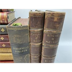 Twenty-seven 19th century leather bound books including The History of Napoleon Edited by R.H. Horne.1841; The Great Diamonds of the World by Edwin W. Streeter. 1882 Second edition; works by Voltaire; etc (27)