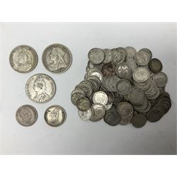 German East Africa 1906 one rupie, Queen Victoria 1889 and 1900 halfcrowns, various pre-1947 Great British silver threepence pieces etc