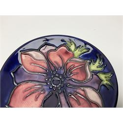 Moorcroft rectangular pin dish decorated in Mamoura pattern together with a circular pin dish decorated in Anemone pattern, both with printed marks beneath