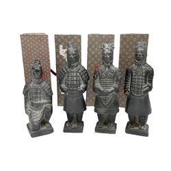 Four Chinese terracotta warrior style figures, the tallest H16cm