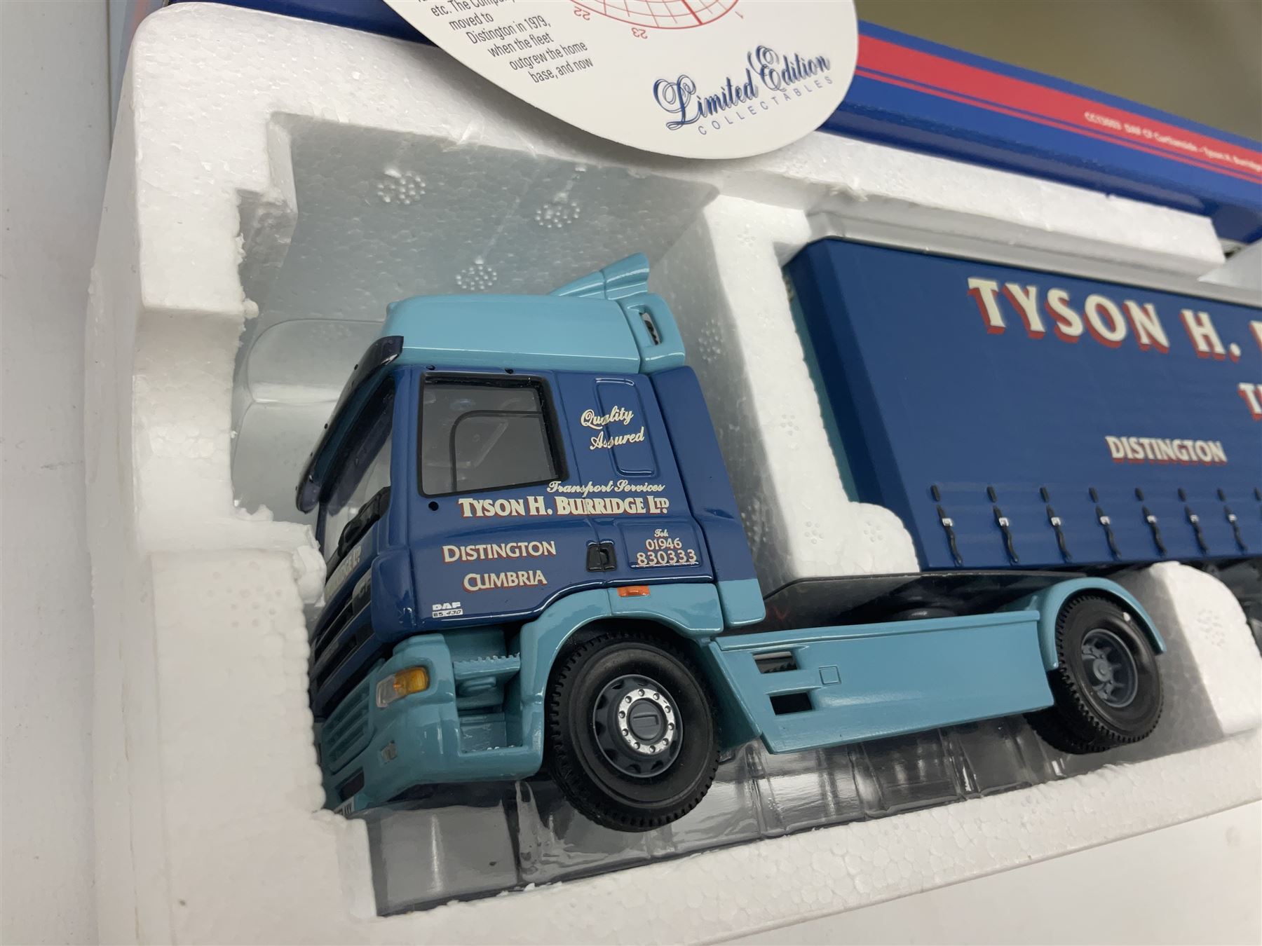 Corgi - three limited edition Hauliers of Renown lorries; CC13231 DAF XF Curtainside James Irlam & Sons Ltd; CC13420 MAN TGA Curtainside Woody's Express; and CC13603 DAF CF Curtainside Tyson H. H. Burridge Ltd; all boxed (3)