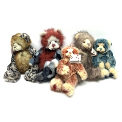 A group of Five Charlie Bears, designed 