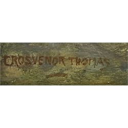George Grosvenor Thomas RSW (Scottish 1856-1923): Arched Stone Bridge, oil on panel signed 23cm x 31cm