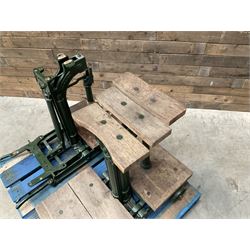 Two pairs of Victorian cast iron potato scales, one damaged with a 5kg weight