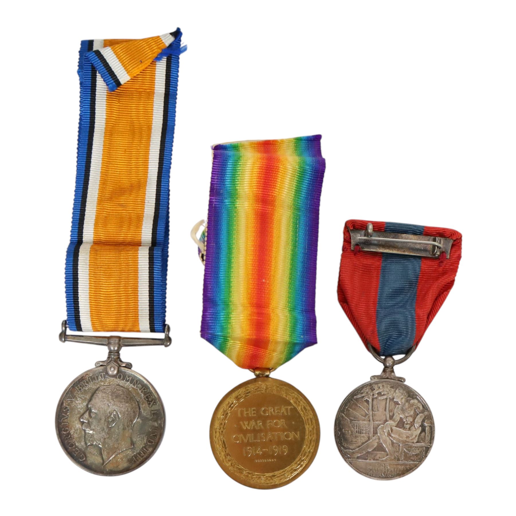 Four medals, comprsing WWI medal pair, George VI medal for Faithful Service in the Special Constabulary and WWII war medal, awarded to 182295 PNR. C. G. Riley R.E