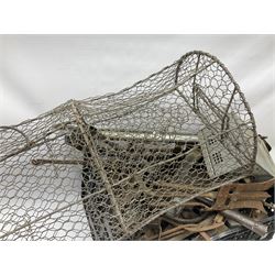 Quantity of animal traps including, gin traps, eel spears, Young's sparrow trap etc, Auctioneer's Note: These traps are sold as artefacts for ornamental purposes only as the use of some of them may be illegal