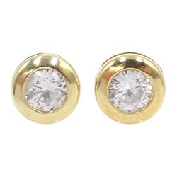 Pair of 9ct gold cubic zirconia stud earrings, stamped 375