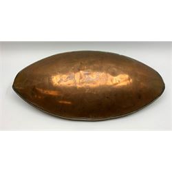 19th century copper coaching foot warmer, of oval form with twin handles, L68cm