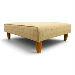 Large footstool, upholstered in tweed fabric