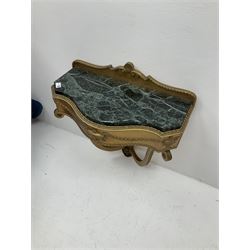 Small late 20th century gilt wood and green marble console table
