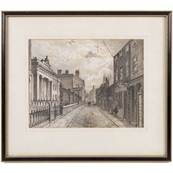 Frederick Schultz Smith (Hull 1860-1925): 'View of Posterngate with Alms Houses & Savings Bank Hull', monochrome watercolour and ink signed, titled verso 19cm x 24cm 