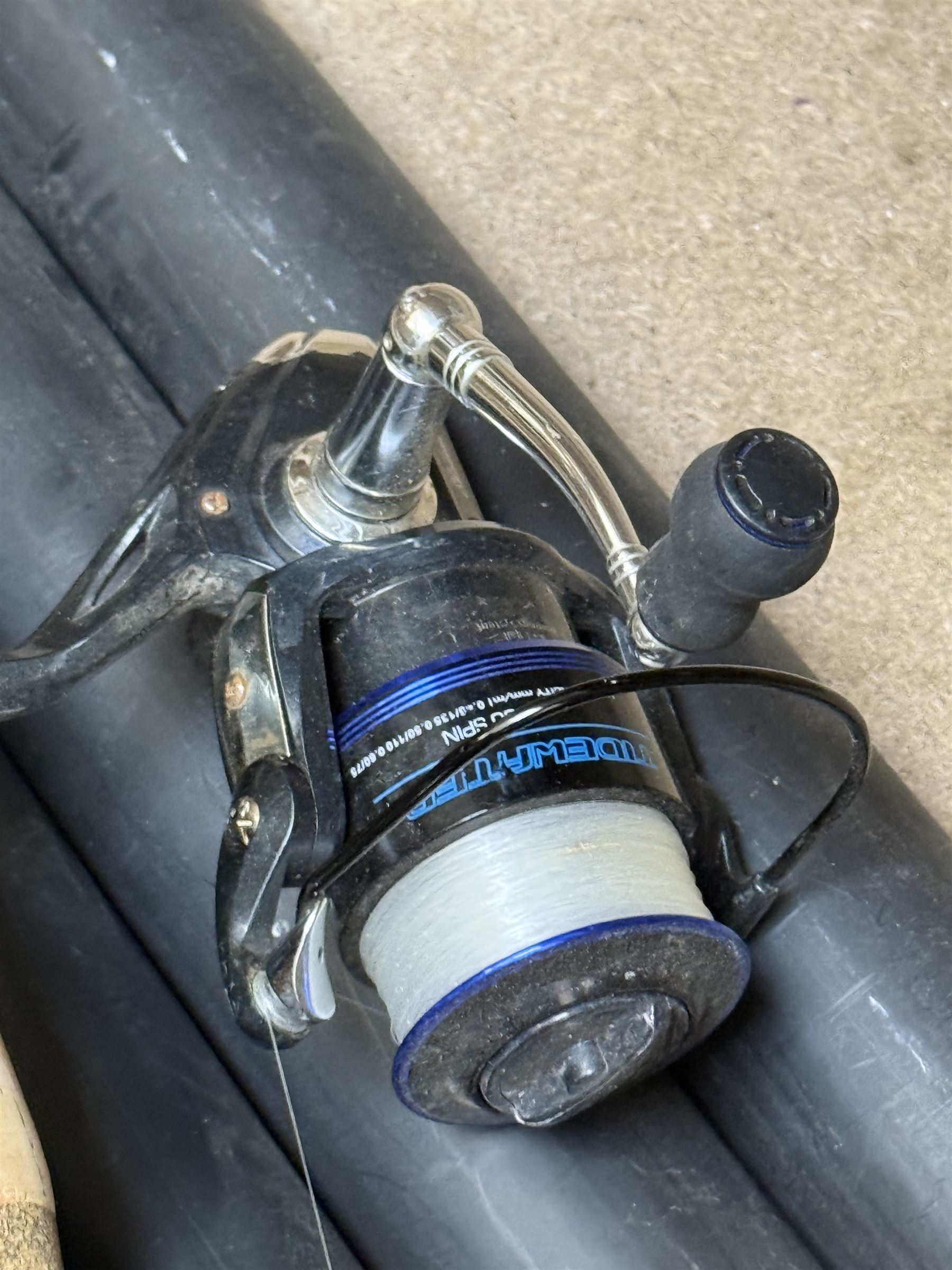 Collection of fishing rods and nets, including Alex Martin Scotia salmon rod, Shakespeare 1650, Allcocks Lucky Strike split cane rod and Chevron Pike 11ft, etc