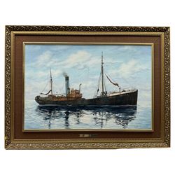 Keith Sutton (British 1924-1991): Ship's Portrait of a Hull trawler 'Electra II', oil on board signed and dated 1986, titled on the frame 50cm x 76cm