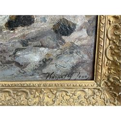 Jeno Karpathy (Hungarian 1870-1950): Waves Breaking on the Coast, oil on canvas signed 63cm x 79cm