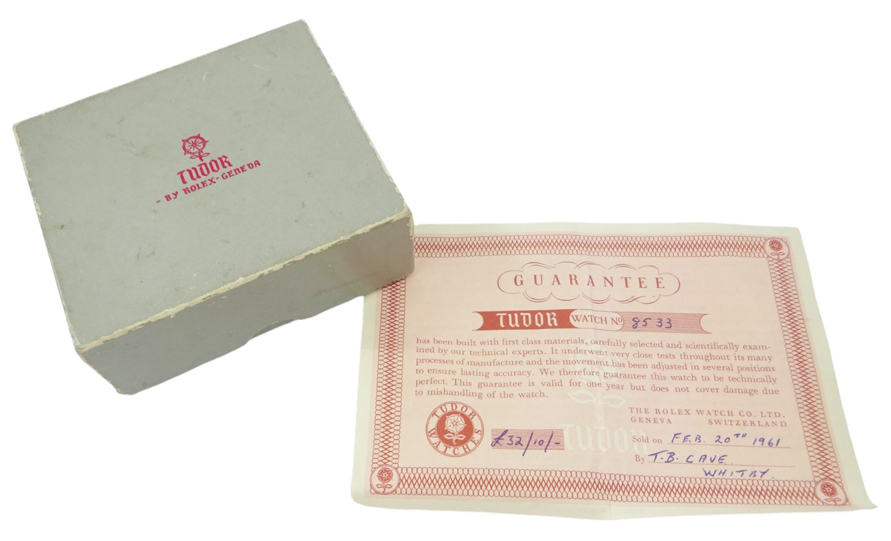 Tudor Royal ladies 9ct gold manual wind wristwatch wristwatch, Chester 1959, on integrated 9ct gold Rolex snake link bracelet, hallmarked, boxed with guarantee paper