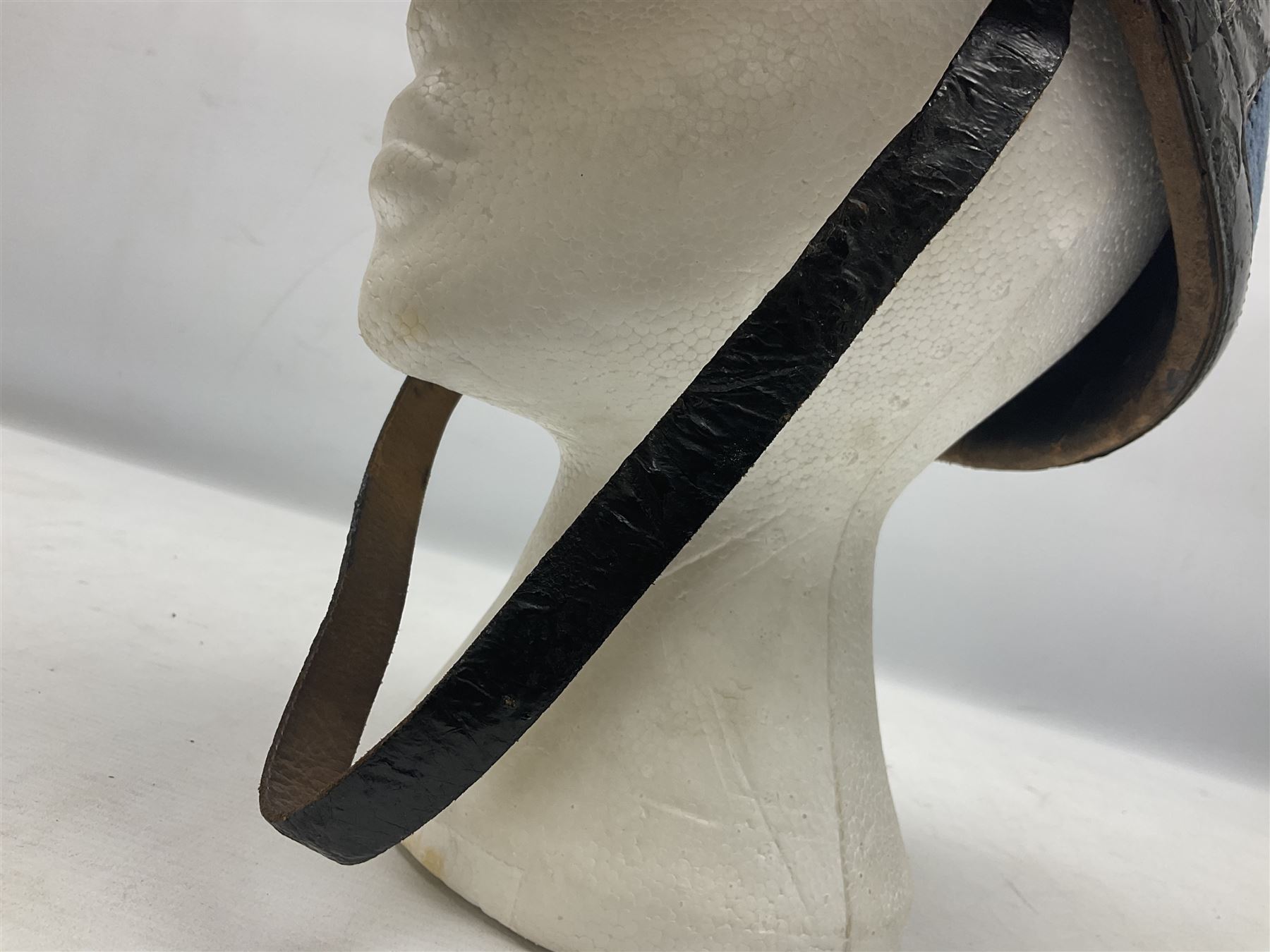 WW1 French Ecole Speciale Militaire Saint-Cyr shako with metallic tricolor cockade and scarlet pompom c1914