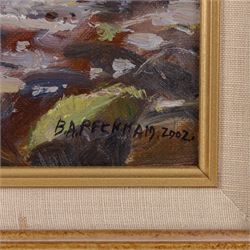 Barry Peckham (British 1945-): 'The Rising Tide - Staithes', oil on canvas board signed and dated 2002, titled verso 40cm x 50cm