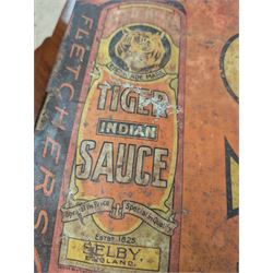 Large metal advertising sign, Fletcher's Tiger & Tomato Sauces, H51cm, W72cm