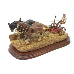 A limited edition Border Fine Arts figure group, Hay Cutting Starts Today (Standard Edition), model no B0405A by Ray Ayres, 430/950, on wooden bases, figure L32cm. 