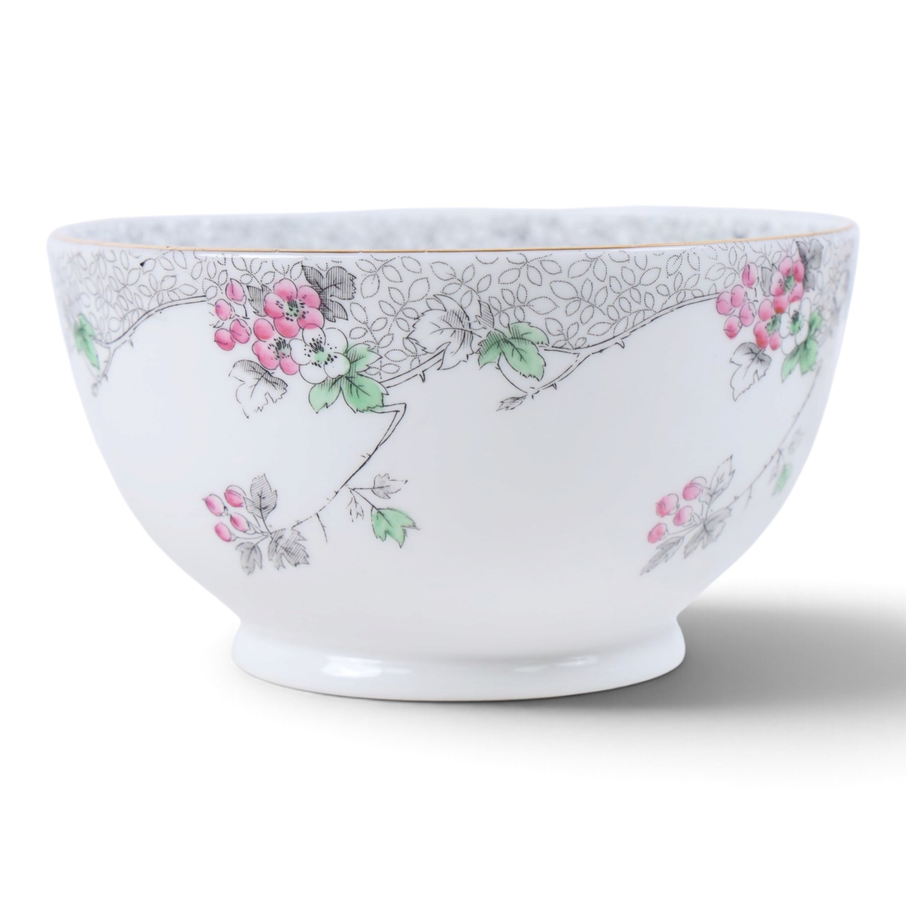 Shelley Bramble Rose pattern tea service, comprising milk jug, open sucrier, eleven cups and saucers, twelve dessert plates and two cake plates 