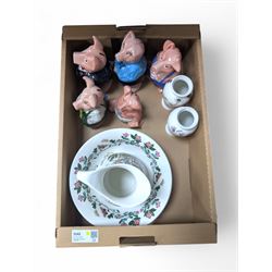 Portmeirion Botanic Garden jug and bowl and pair of vases; and five Wade NatWest money bank pigs