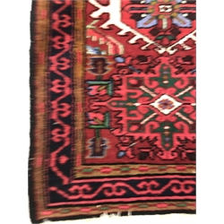 Persian red ground runner, repeating border (199cm x 71cm) and similar rug (188cm x 70cm)