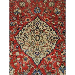  Persian Mahal red ground carpet, floral design, repeating blue ground border, 415cm x 316cm mao1407  