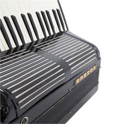 Hohner Bariton 371 basso piano accordion, with 37 keys, in black gloss finish, with carry stap and hard case
