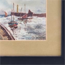 George Scarth French (British fl.1894-1910): View of Whitby, watercolour signed and dated 1885, 15cm x 24cm; together with another of 'Whitby Early Morning' signed with initials EMA, 10.5cm x 15cm and two others of Ugthorpe Lane, near Whitby, max 17cm x 25cm (4)