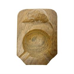  Mouseman - oak ashtray, rectangular form with rounded and canted corners, carved with mouse signature, by the workshop of Robert Thompson, Kilburn