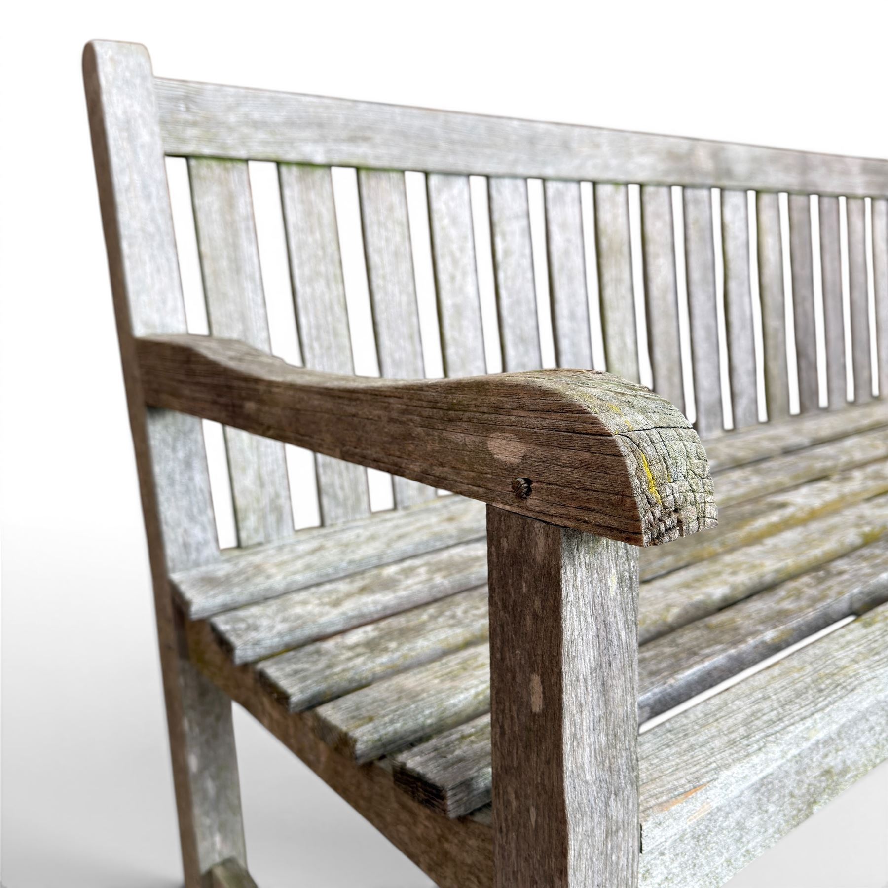 Plantation Teak garden bench, rail back from with slatted seat