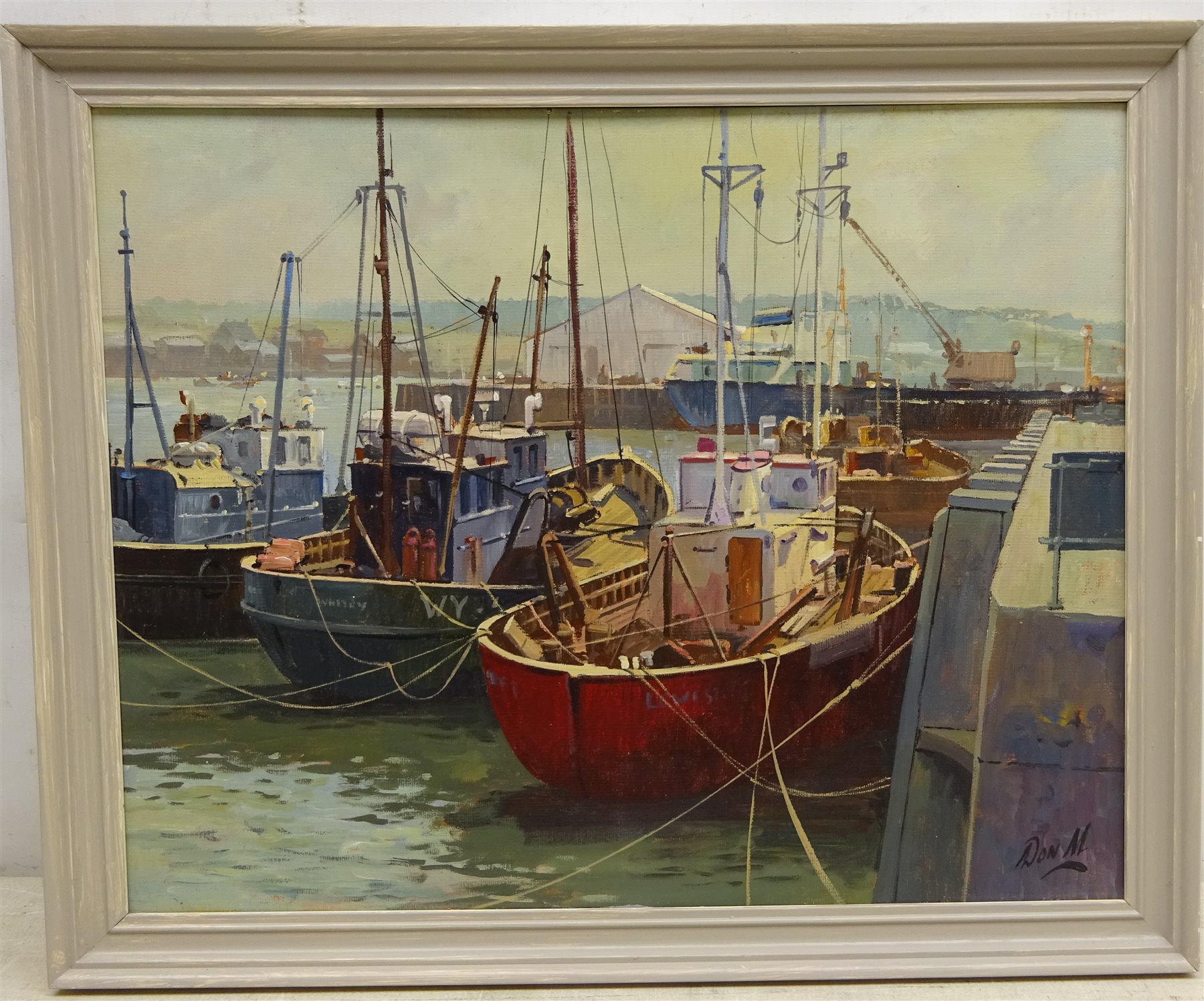Don Micklethwaite (British 1936) 'Keel Boats Whitby', oil on canvas