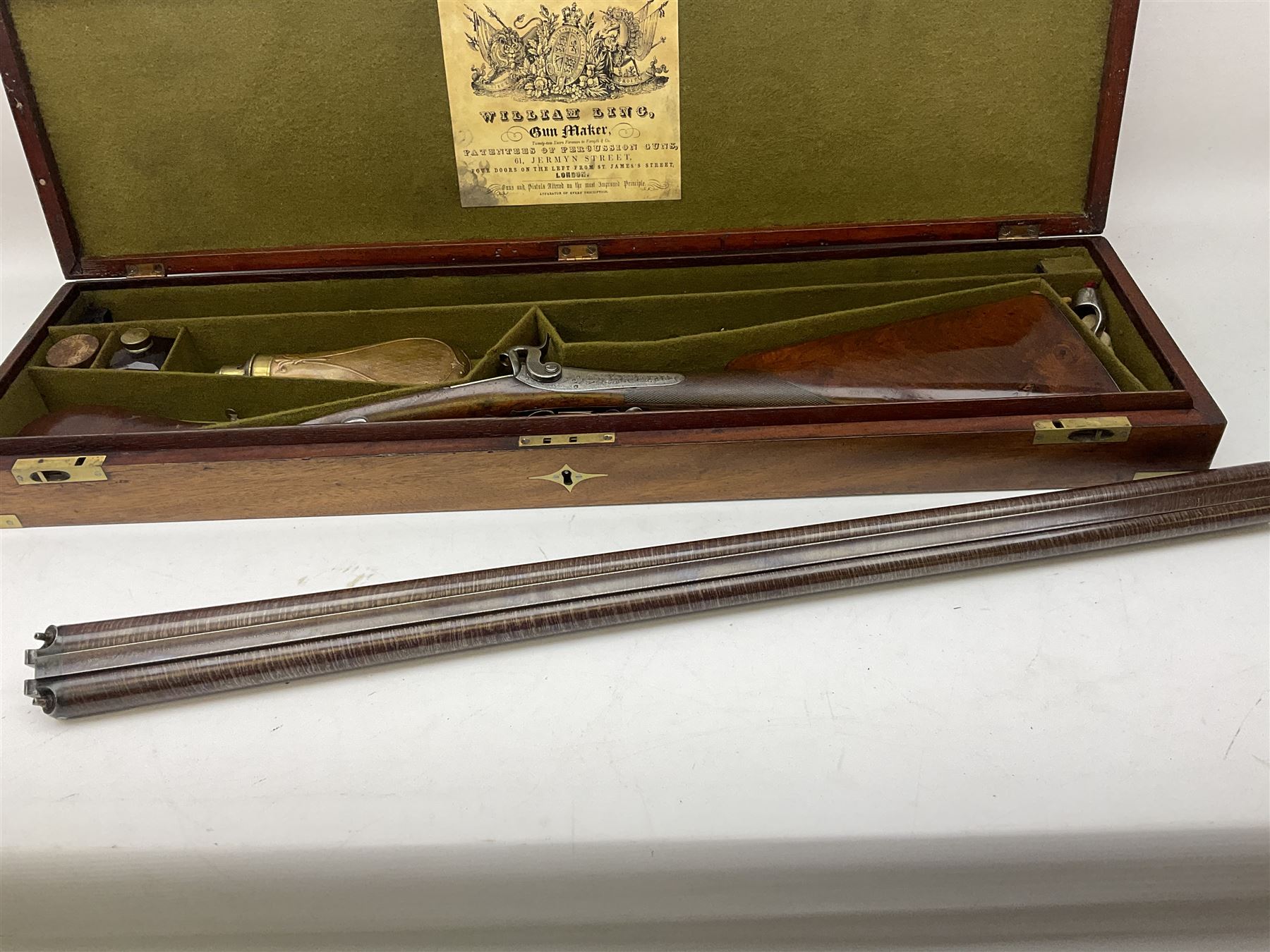William Ling of London 15-bore double barrel side-by-side percussion shotgun, No.168, the 74cm (29