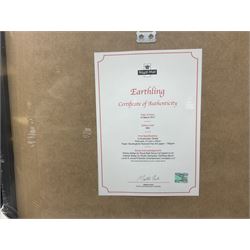 Set of three Royal Mail David Bowie limited edition album stamp prints, comprising Aladdin Sane, Blackstar and Earthling, all framed and in original packaging, H43cm W43cm