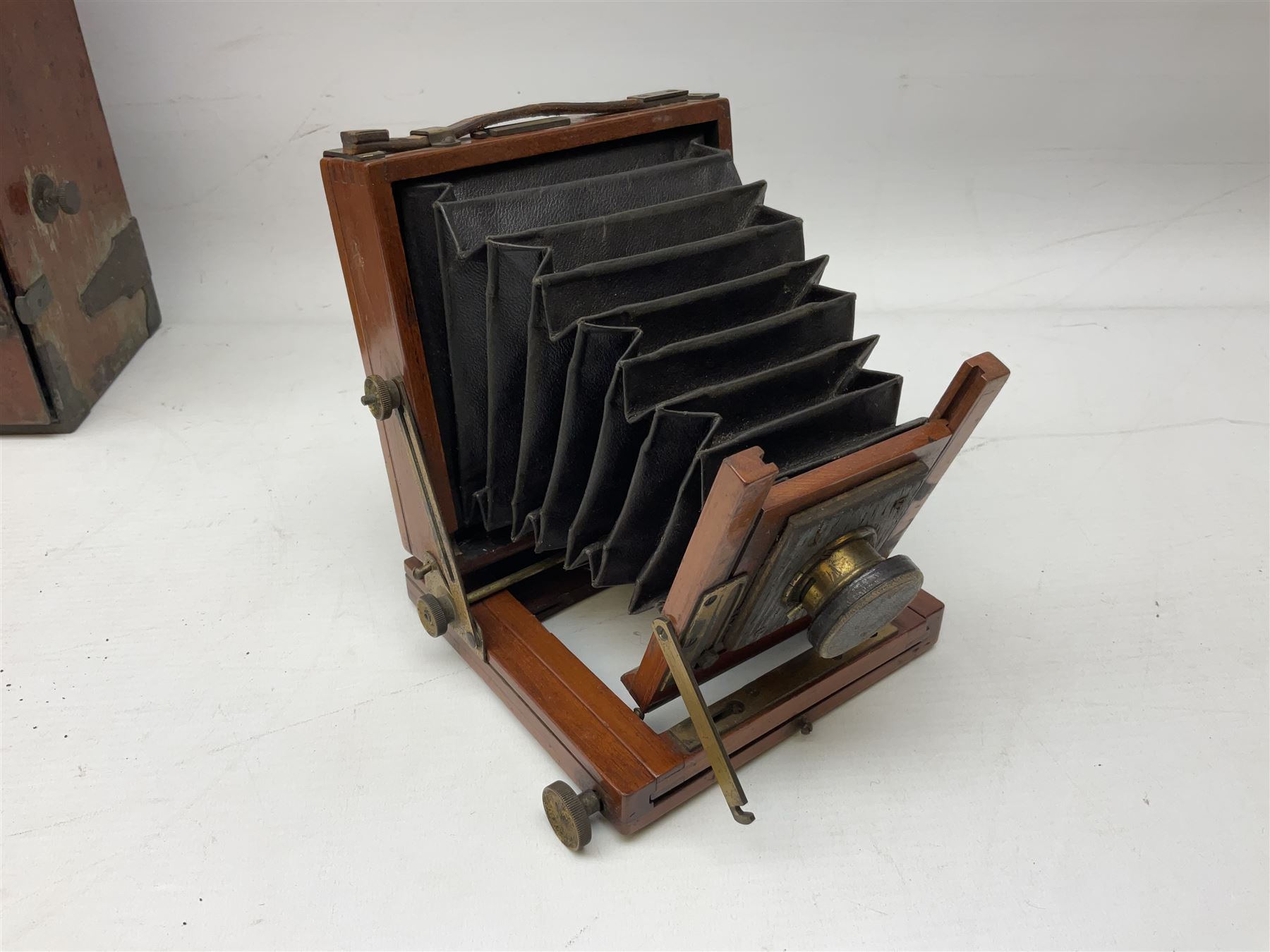 19th Century 'Empire cinematograph camera No.3, Manufactured by W.Butcher & Sons ltd'  in a wooden box with hinged handle 