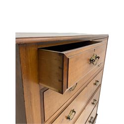 Pair Edwardian walnut chests, rectangular moulded top over two short and four long drawers, bracket plinth with compressed bun feet