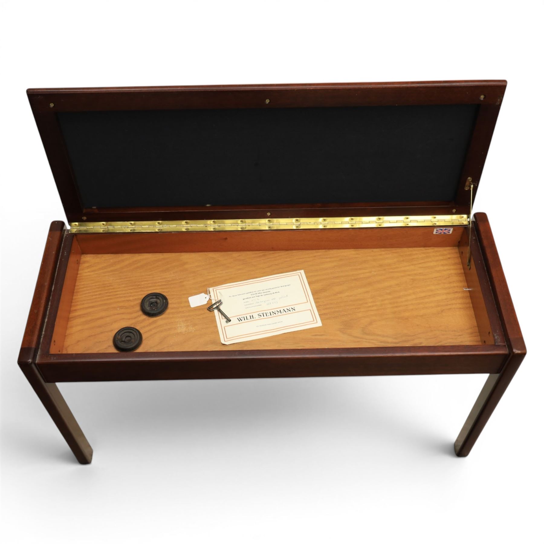 Wilh. Steinmann - 20th century East German mahogany veneered upright piano, together with matching stool