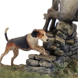 Border Fine Arts A Day with the Hounds, upon a wooden base, H21cm