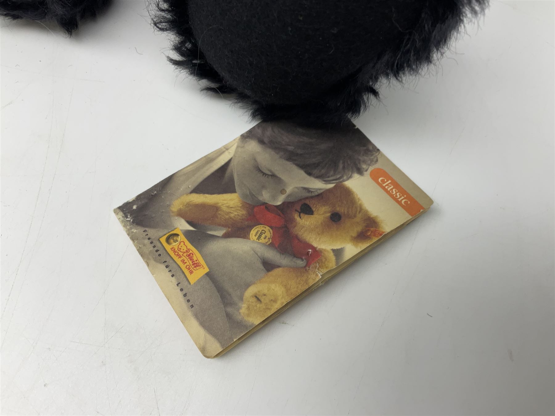 Steiff Classic Teddy Bear in black mohair with working growler mechanism and red stitched detail, H42cm