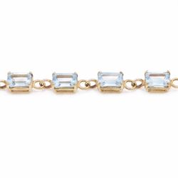 9ct gold Swiss blue topaz bracelet, set with thirteen rectangular cut topaz's, hallmarked