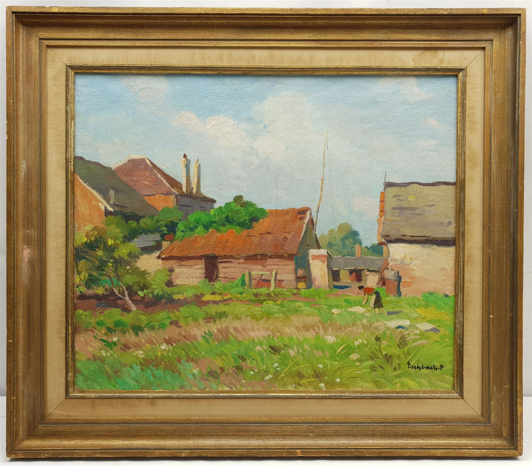 Paul André Jean Eschbach (French 1881-1961): Farmstead, oil on canvas signed 49cm x 59cm