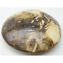  Peter Hough (British Contemporary) Burnished earthenware sculpture, smoke fired in the form of a pebble, L28cm   