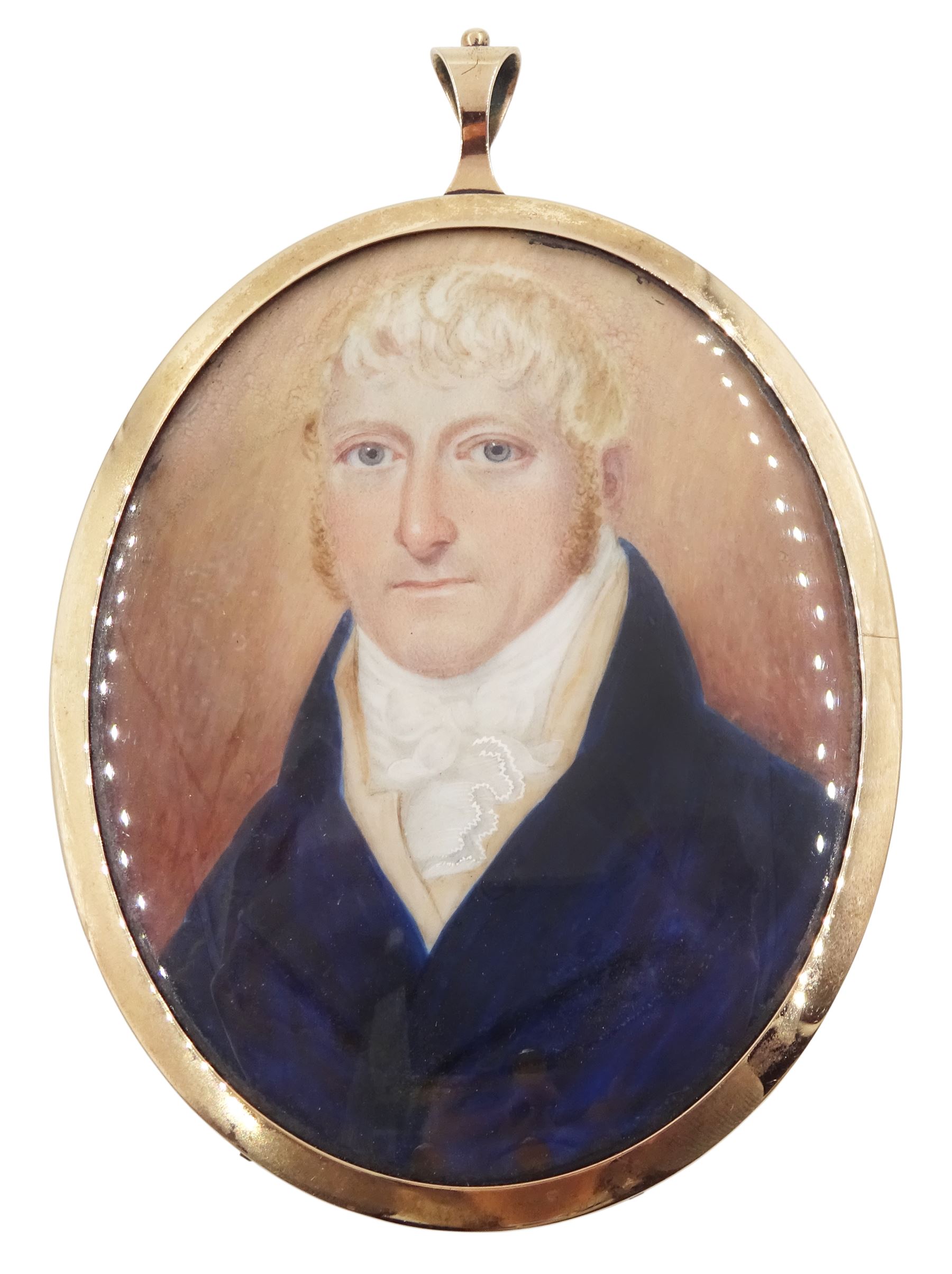 John Gatecliff  (1771-1831) of Hull - Ship's Captain and latterly Commodore of the Humber Pilots - a fine portrait miniature 7cm x 5.5cm on ivory of the gentleman aged 44, with reverse glazed lock of hair monogrammed 'JG' in seed pearls, Together with a fascinating unpublished autobiographical account of his life including his time as a French Prisoner of War from 1806 to 1814. Gatecliff was born in Cooks Row Scarborough the son of a Ship Master and Owner moving to Hull in about 1775. The typed journal extends to 107 pages with an additional hand written resume  