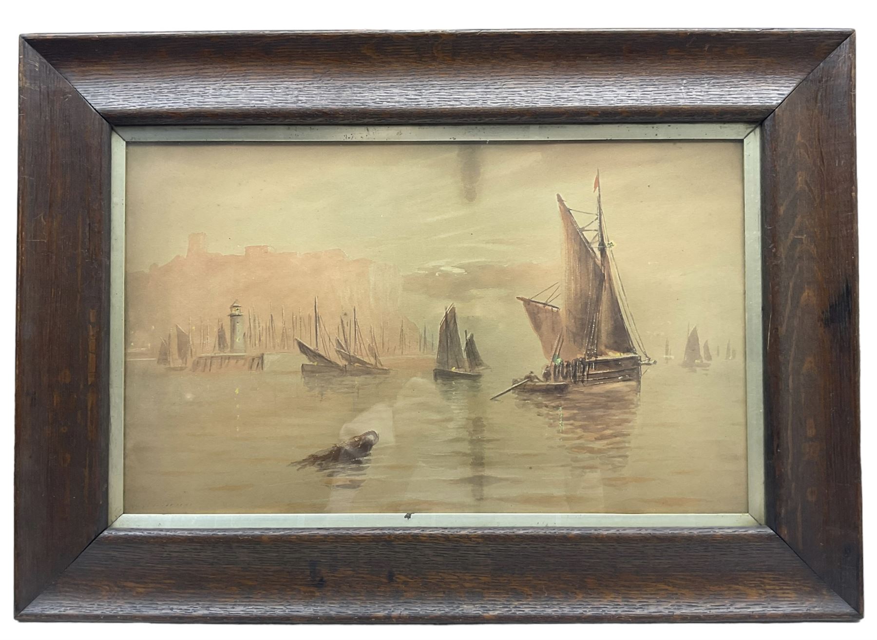 Joseph Eaman (British 1853-1907): Boats in Scarborough South Bay, oil on canvas signed 25cm x 42; Robert Clarkson (British 1857-1924): North Bay Scarborough, watercolour signed 19cm x 29cm (2)