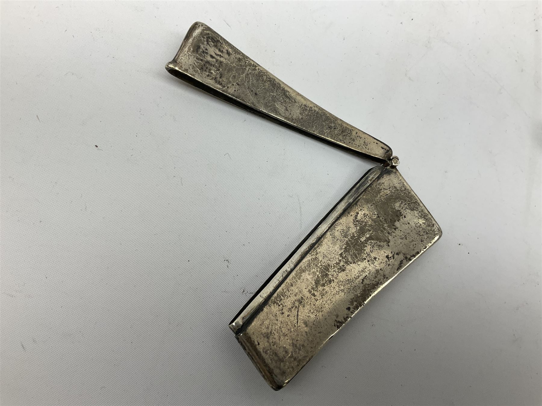 Early 20th century silver card case, of plain rectangular form, hallmarked Birmingham 1912, together with an Edwardian silver sovereign case, approximate weight 64.3 grams